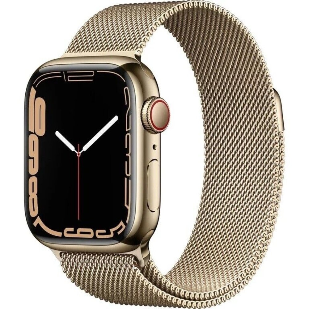 Apple Watch Series 7 GPS + Cellular 41mm Gold Stainless Steel Gold Milanese Loop
